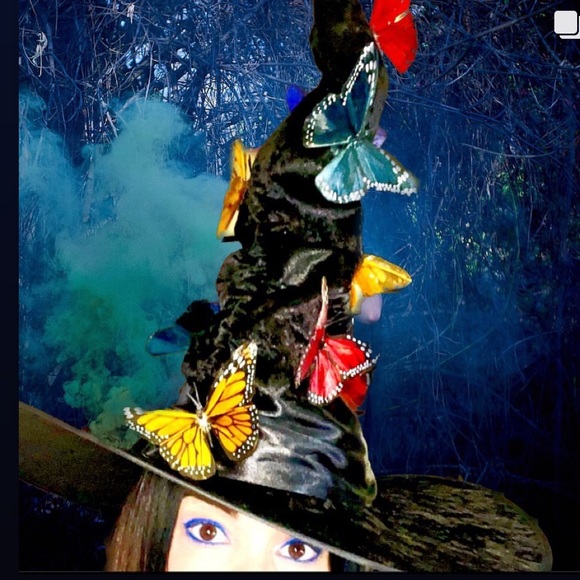 Black Velvet & Satin “Butterfly Effect” Witch Hat